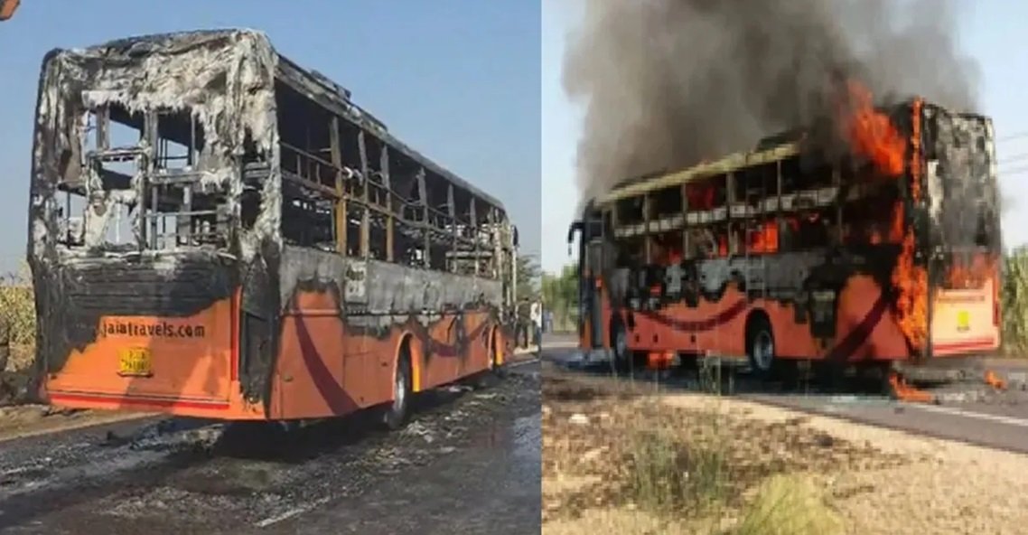भारतको राजस्थानमा चलिरहेको बसमा भीषण आगलागीः २० भन्दा बढी यात्रुको मृत्यु, धेरै घाइते