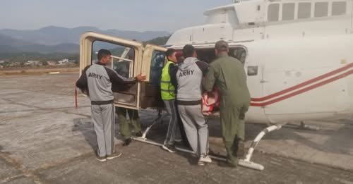 गर्भवती महिलाको सेनाको हेलिकप्टरमार्फत उद्धार
